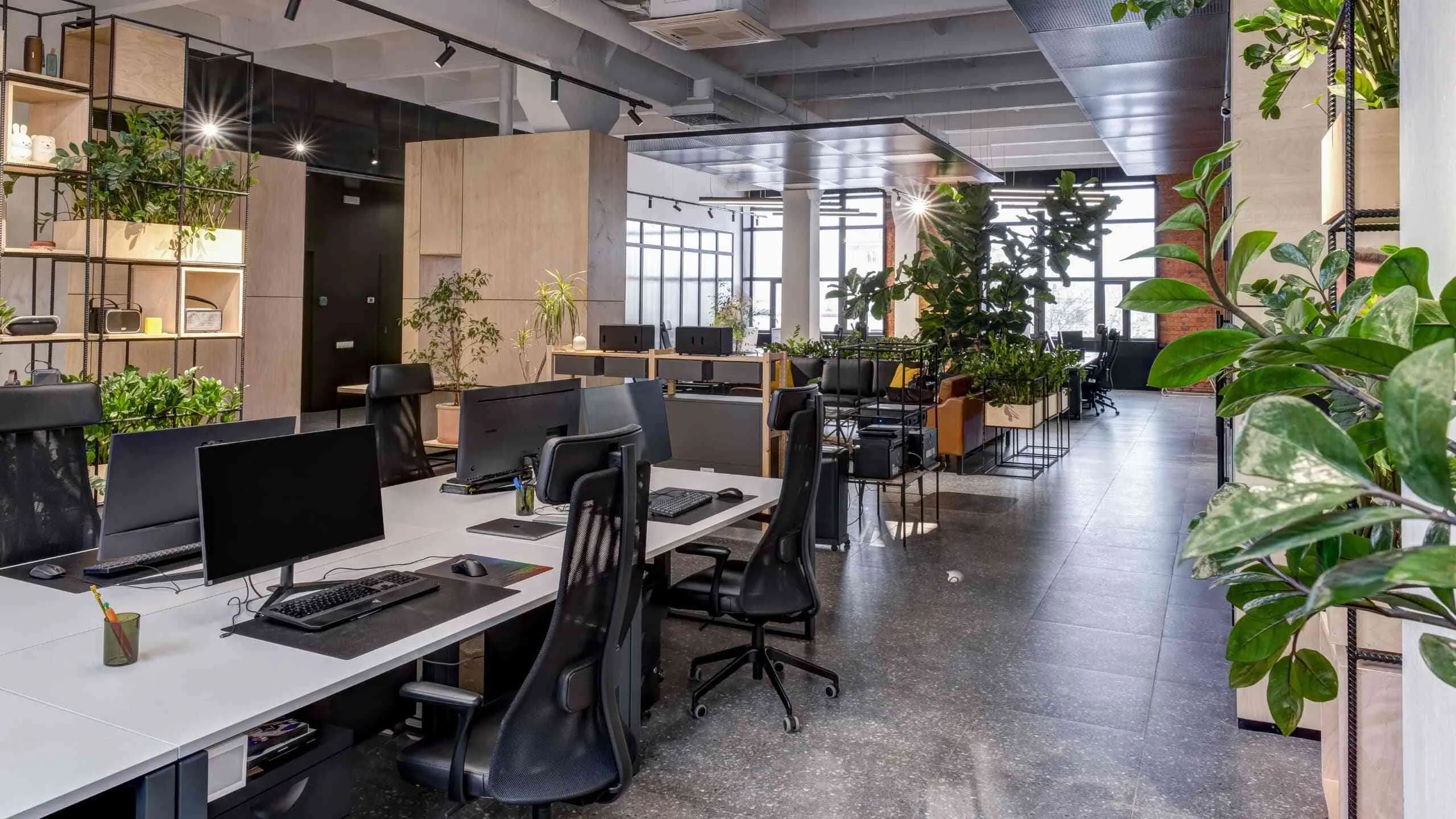 A well-maintained commercial office interior